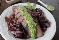 Smoked Tri-Tip with Arugula Blue Cheese Pesto