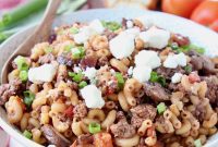 Mediterranean Ground Lamb Pasta Skillet