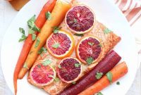 Blood Orange Glazed Salmon with Sweet Roasted Carrots