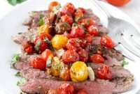Tuscan Seared Flank Steak with Burst Cherry Tomatoes