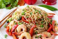 Glossy Teriyaki Shrimp Noodle Bowl