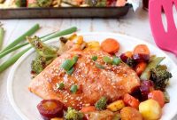 Sweet Chili Glazed Salmon Tray Bake