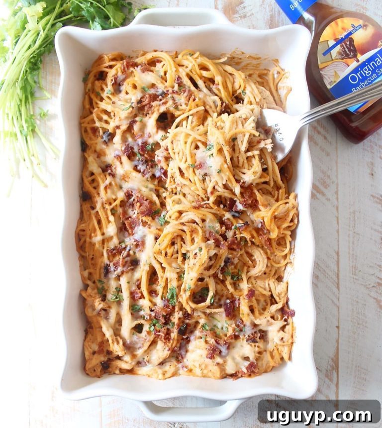 BBQ Chicken and Bacon Spaghetti Bake 20 featured 25304