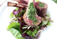 Succulent Herb Butter Roasted Lamb Rack with Vibrant Mint Chimichurri