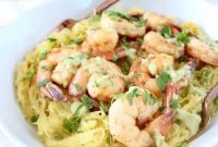 Vibrant Cilantro Lime Shrimp with Spicy Avocado Crema and Spaghetti Squash