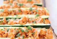 Buffalo Chicken Zucchini Canoes