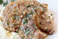 Slow Cooker Pork Chops Smothered in French Onion Gravy