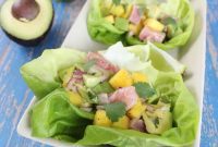 Tropical Ahi Lettuce Cups with Mango Avocado Salsa