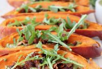 Sage Pesto and Bacon Stuffed Sweet Potato Skins