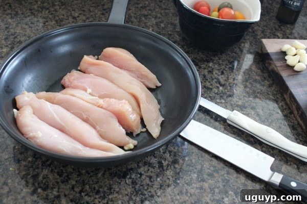 Placing Chicken Breasts in Skillet for Roasting