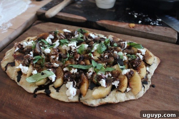 Balsamic Basil Peach Flatbread Recipe preparation