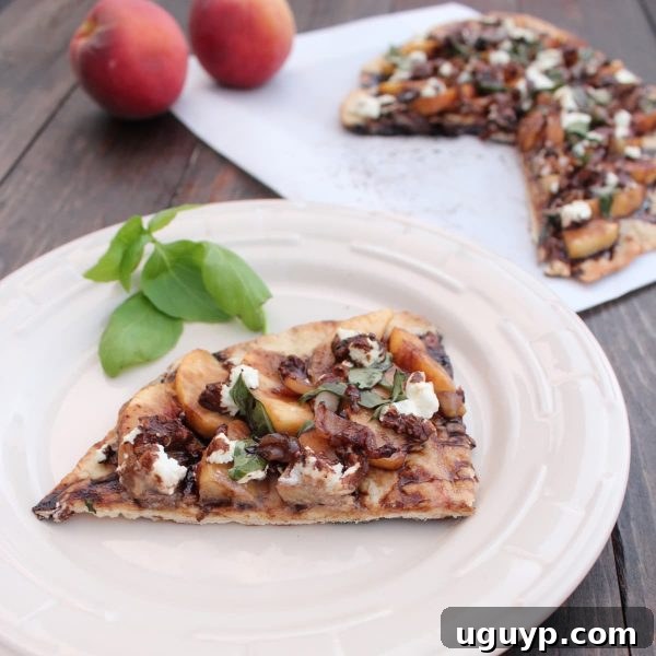 Finished Grilled Peach Flatbread Recipe served
