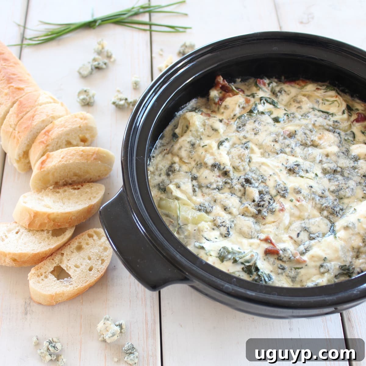 Blue Cheese Spinach Dip fresh out of the oven
