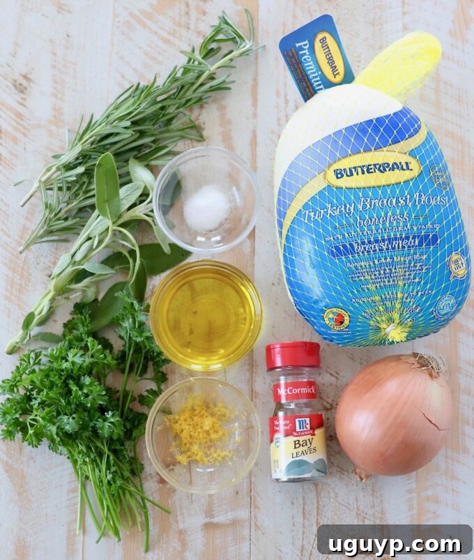 ingredients for herb rubbed turkey breast