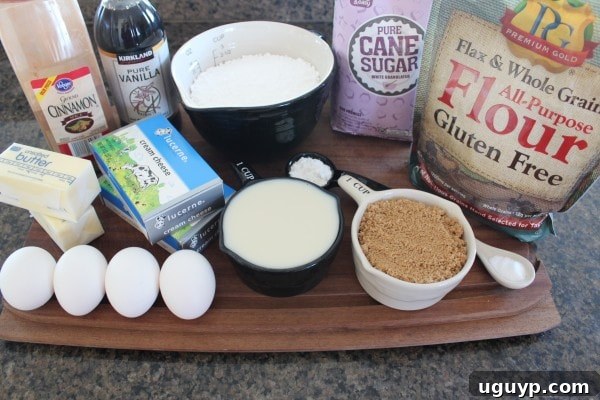 Gluten-Free Cinnamon Roll Cupcake Ingredients laid out on a table