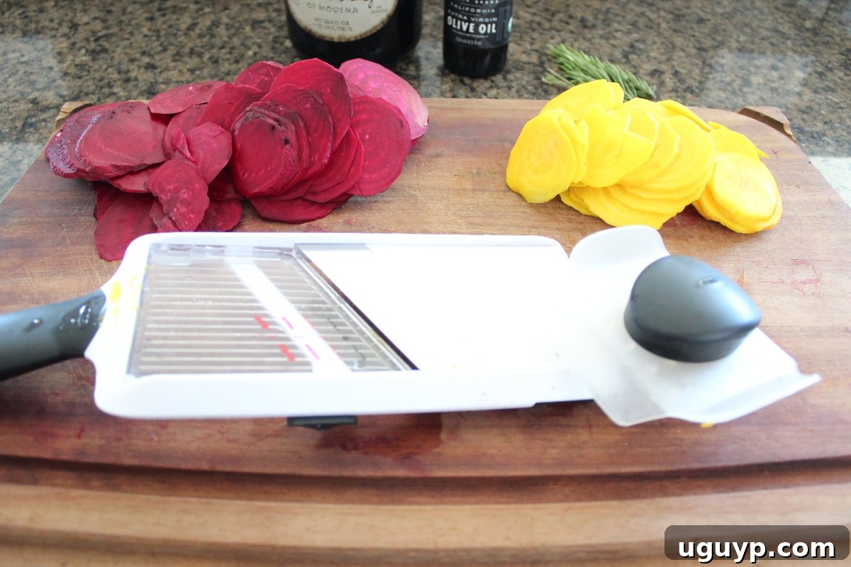 Thinly sliced beets for the tart