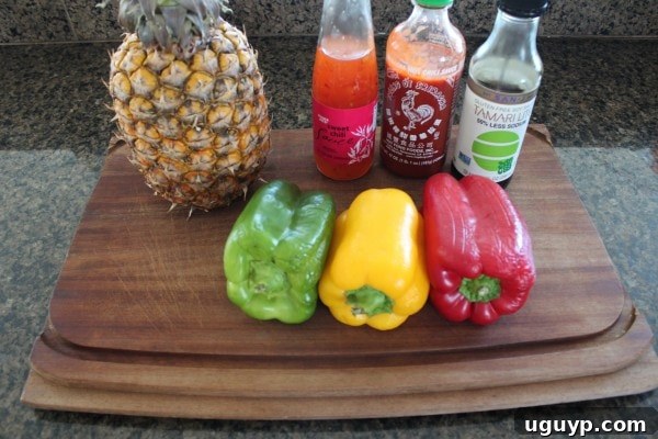 Ingredients for Bell Pepper Pineapple Slaw