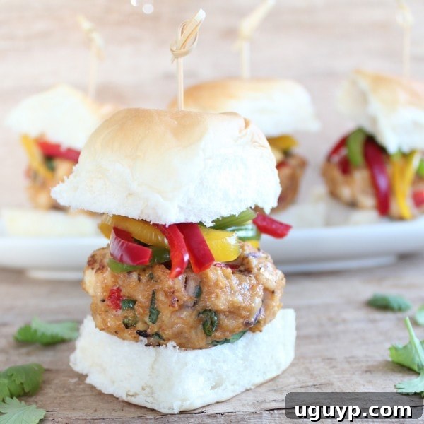 Asian Chicken Sliders with homemade Bell Pepper Pineapple Slaw