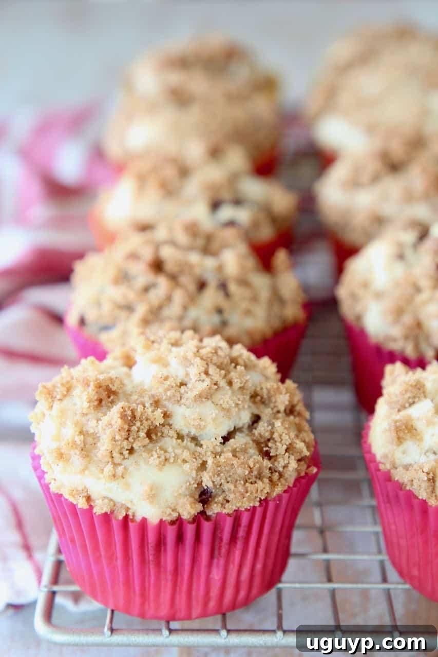 Freshly baked Maple Bacon Muffins, nestled in pink paper liners, cooling on a wire baking rack, ready to be enjoyed.