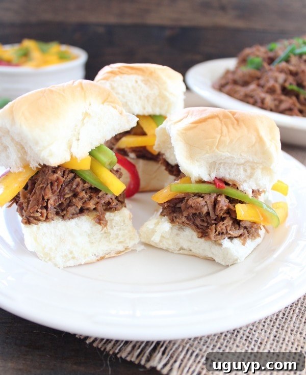 Crock Pot Thai Beef Sliders on a Plate
