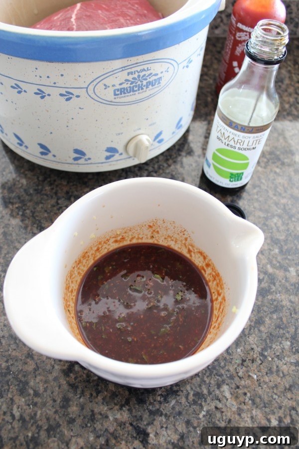 Mixing the Crock Pot Thai Beef Sauce