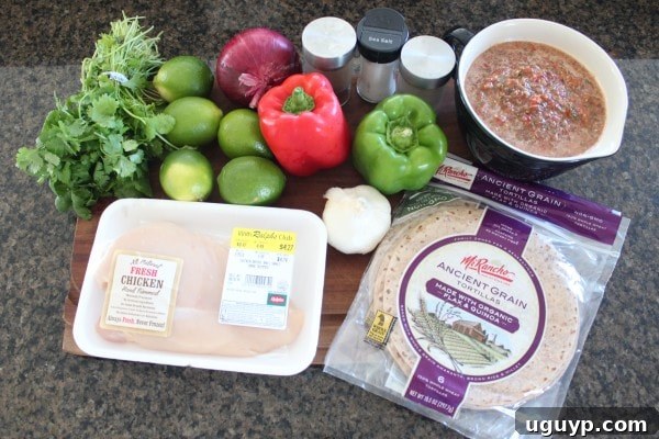 Ingredients for Crock Pot Chicken Fajita Tortilla Lasagna