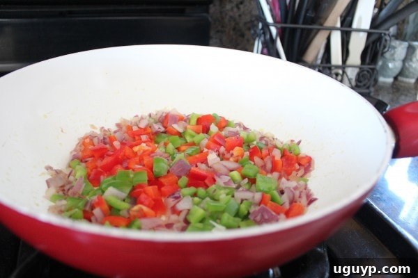 Cooking Chicken and Vegetables for Fajita Lasagna
