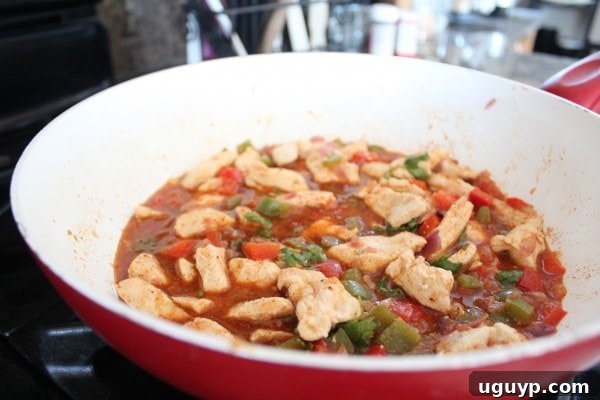 Simmering Chicken Fajita Mixture