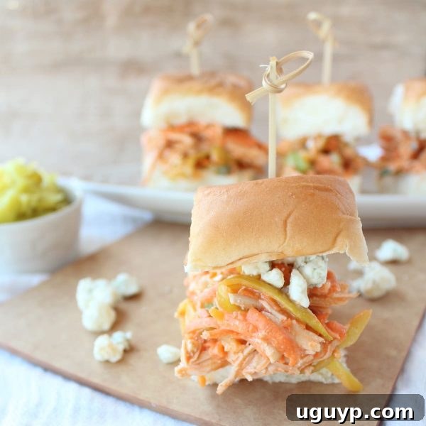 Assembled Buffalo Chicken Salad Sliders on a Platter