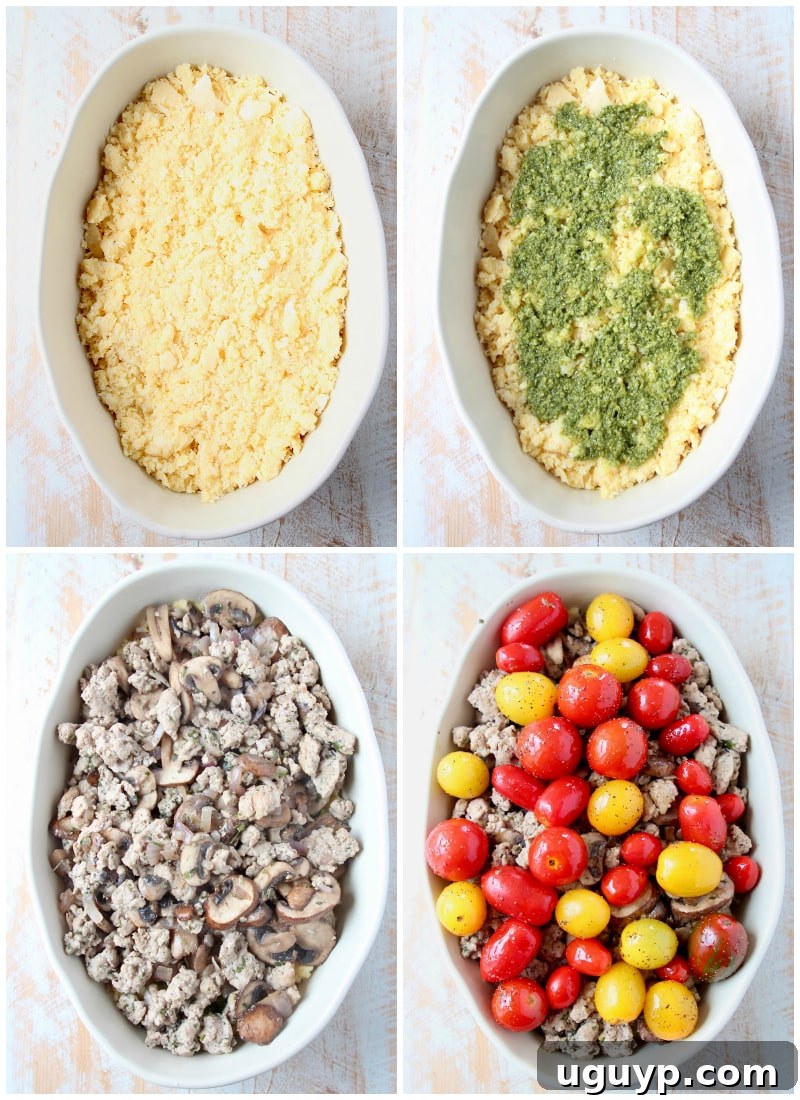 Ground turkey casserole instructional images