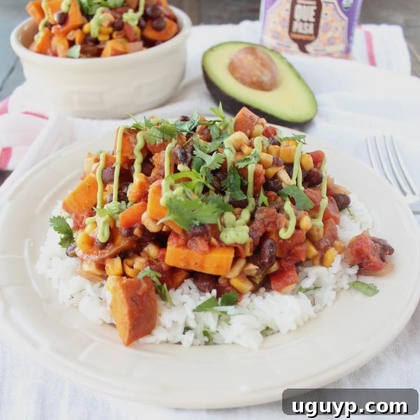 Gluten-Free Mexican Sweet Potato Casserole, a close-up of the delicious baked vegetables.