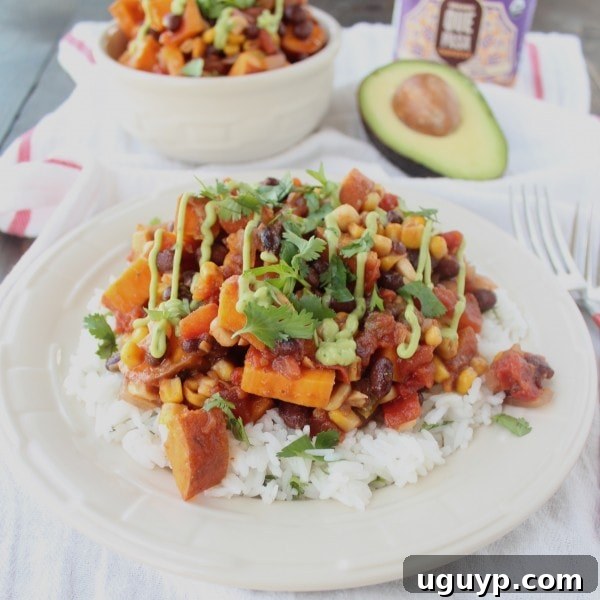 Slow Cooked Mexican Sweet Potato Casserole, showcasing the rich, deep colors after cooking.