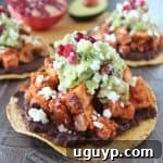 Turkey Tostada with Pomegranate Guacamole