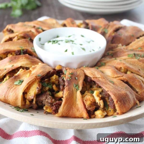 Savory Turkey Sausage and Egg Breakfast Taco Ring