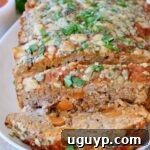 sliced buffalo chicken meatloaf on plate