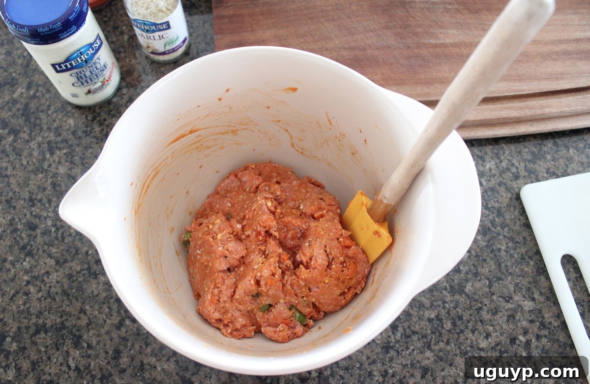 turkey meatball mixture in a white bowl