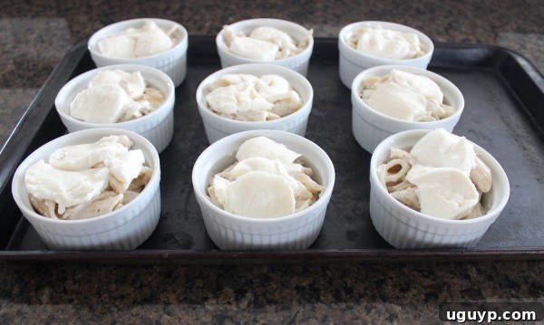 Chicken Caesar Baked Pasta Cups Recipe, topped with mozzarella