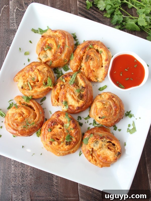 Baked Buffalo Cheesy Rolls ready to serve