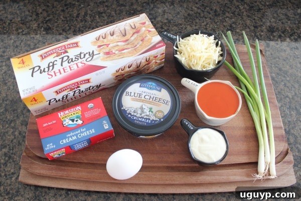 Ingredients for Buffalo Cheesy Puff Pastry Rolls
