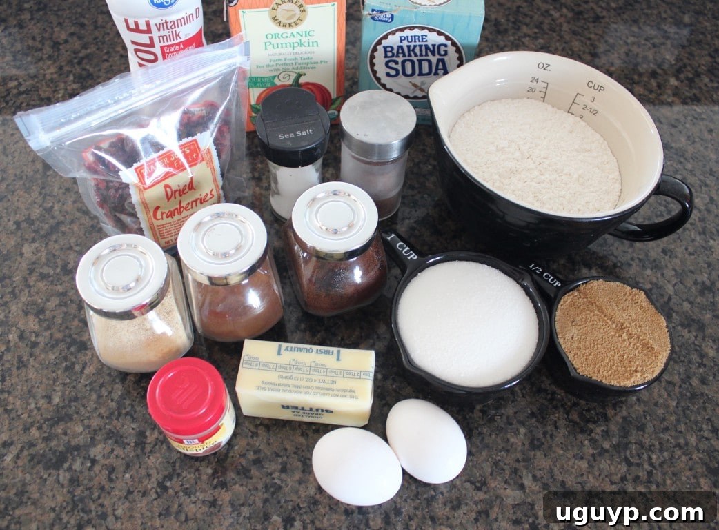 Ingredients for Cranberry Pumpkin Bread