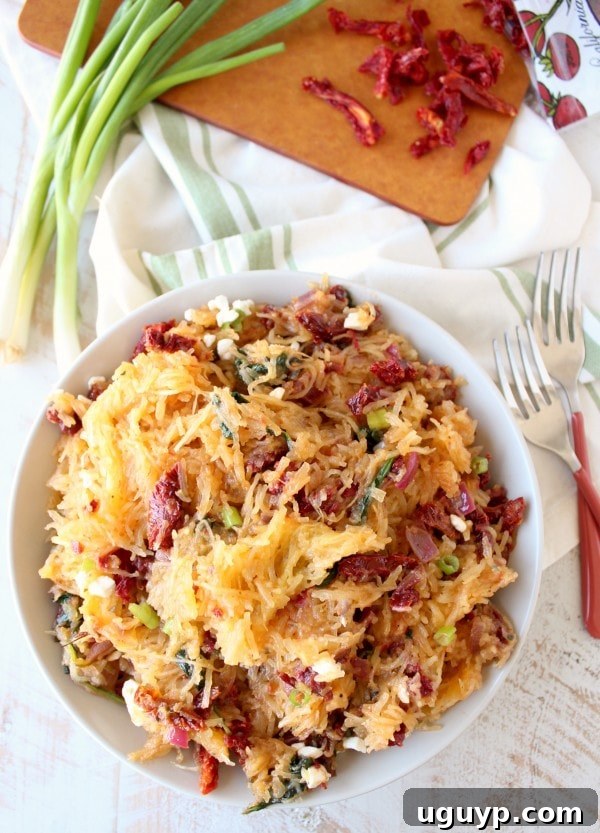 Cooked Mediterranean Spaghetti Squash ready to be served