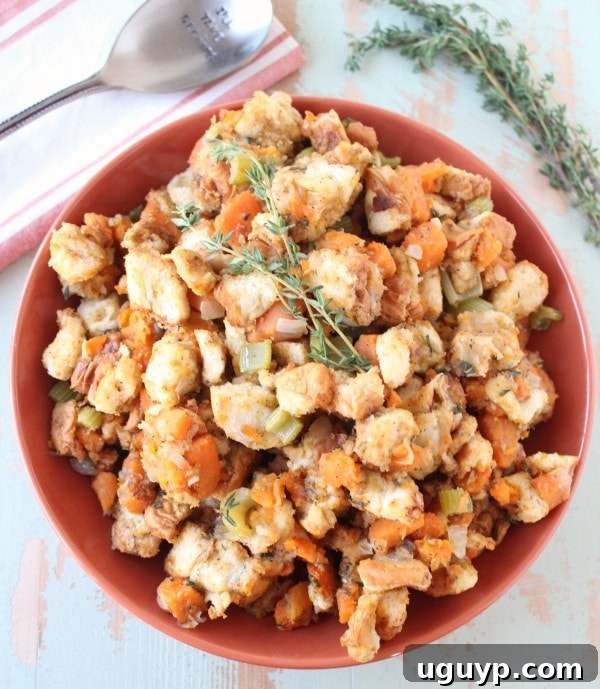 Sweet Potato Stuffing cooking in a slow cooker