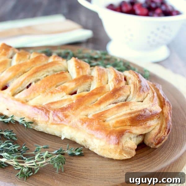 Freshly baked Cranberry Turkey Puff Pastry, golden and flaky