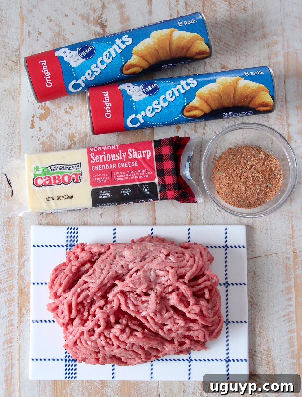 ingredients for taco crescent rolls