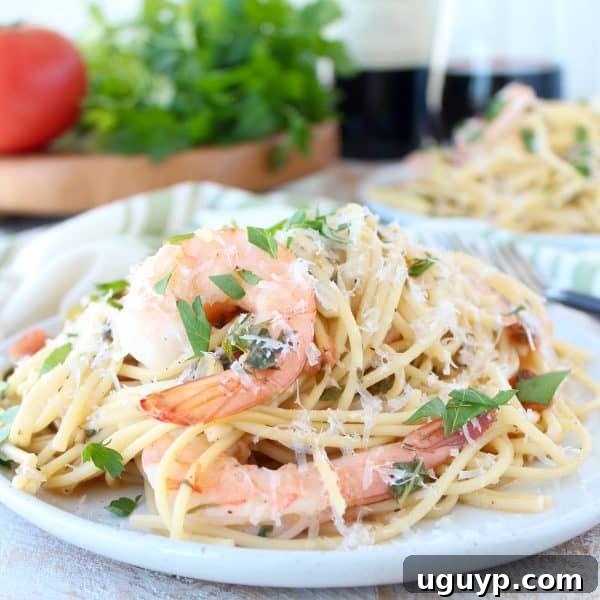 Delicious One Pot Tuscan Shrimp Scampi Pasta Recipe
