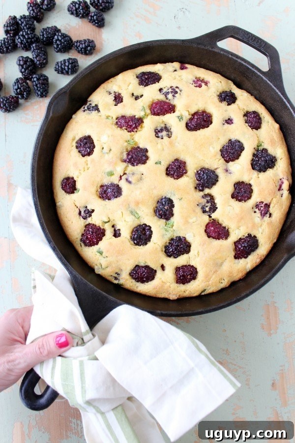 Freshly baked Blackberry Serrano Cornbread cooling