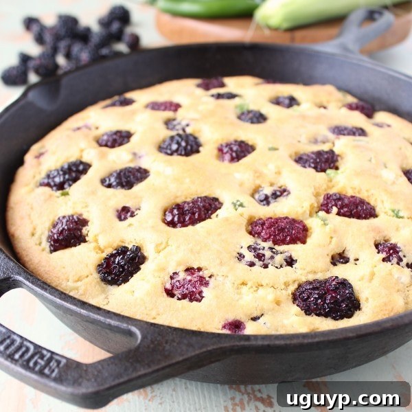 Artfully arranged Blackberry Serrano Cornbread slices