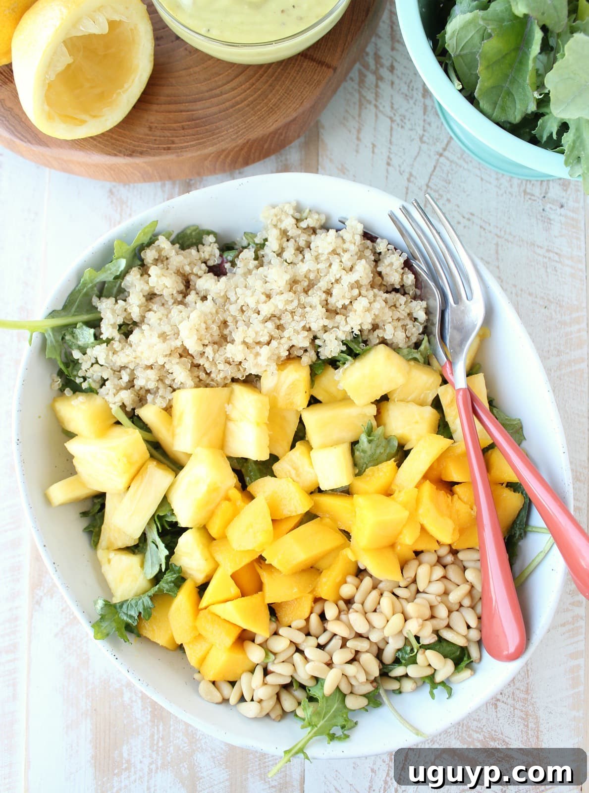 Vegan Pineapple Mango Kale Salad Recipe - A vibrant and healthy tropical salad