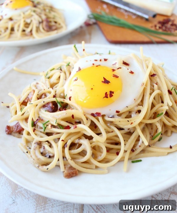 Delicious One Pot Pasta Carbonara ready to eat