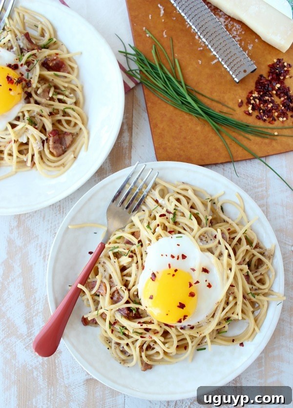 One Pot Pasta Carbonara on a plate